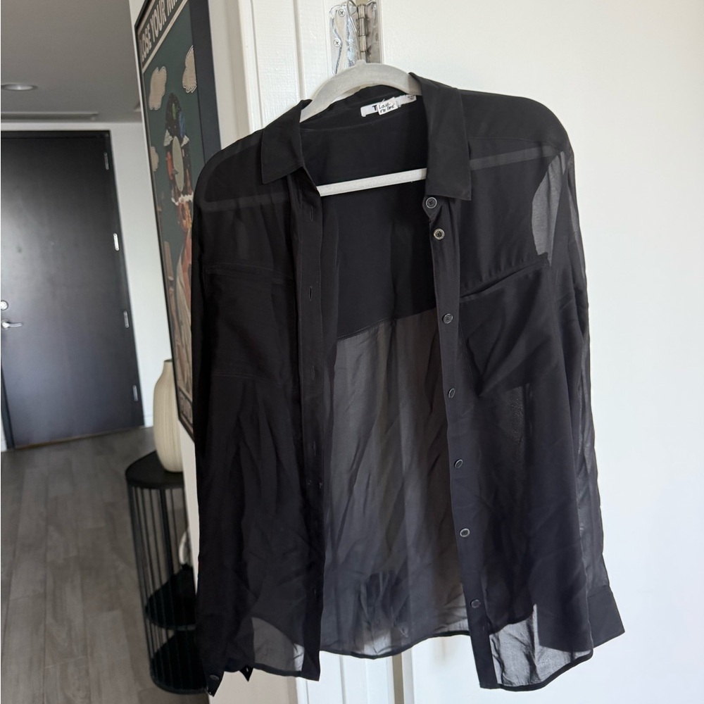 Sheer Black Button-Up Blouse | T Alexander Wang